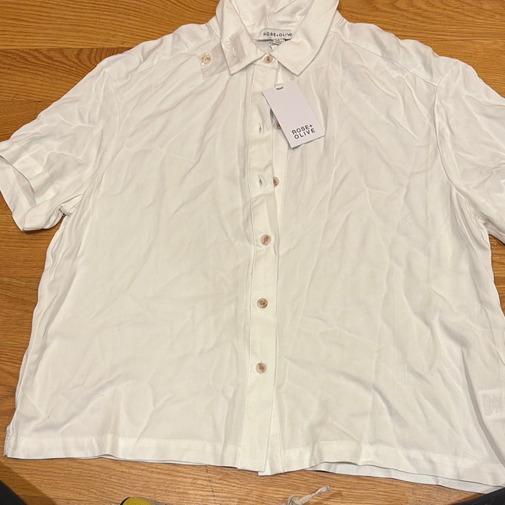 White Button Down Shirt with Classic Collar